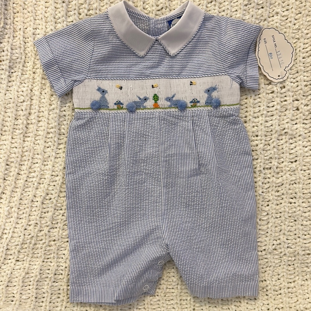 Carriage Boutique Baby Boy Romper - Bunnies, Size 6M